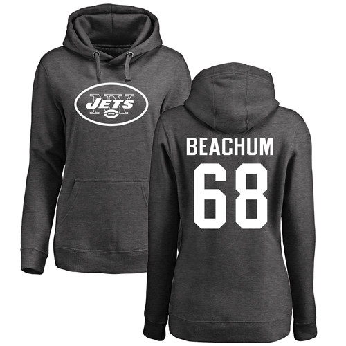 New York Jets Ash Women Kelvin Beachum One Color NFL Football #68 Pullover Hoodie Sweatshirts->women nfl jersey->Women Jersey